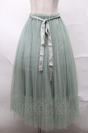 画像: axes femme POETIQUE / パールデザインチュールスカート  グリーン S-25-08-21-1049-AX-BL-AS-ZS