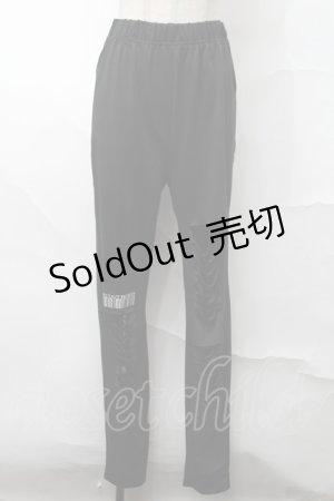 画像: NieR Clothing / 刺繍レギンスパンツ  黒 S-25-08-21-1059-PU-PA-HR-ZS