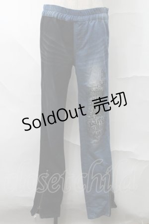 画像: ALGONQUINS / バイカラーパンツ  黒ｘブルー S-25-08-21-1060-AL-PA-AS-ZS