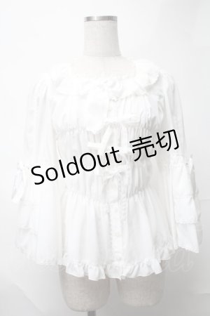 画像: metamorphose / スクエアあきフリルブラウス（五分袖）  白 S-25-08-21-1009-ME-BL-HR-ZS