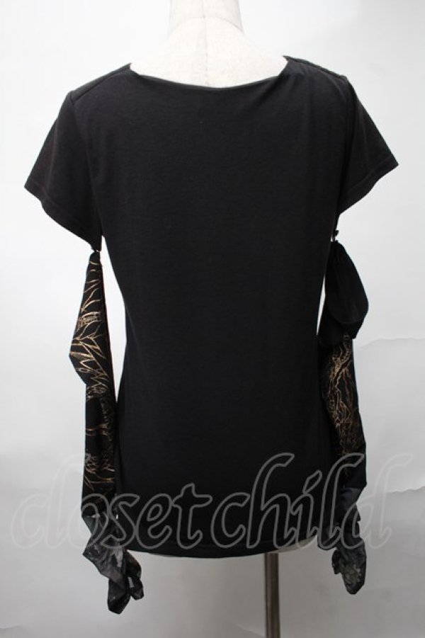 画像2: Qutie Frash / アームカバー付きTシャツ  黒ｘ金 S-25-08-21-1014-QU-TO-AS-ZS (2)
