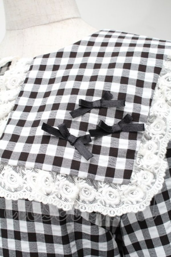 画像3: Maison de FLEUR / セーラーギンガムワンピース  黒ｘ白 S-25-08-21-1025-LO-OP-AS-ZS (3)
