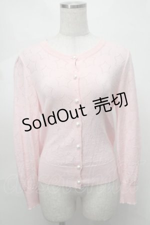 画像: Nile Perch / 星透かしカーディガン  ピンク S-25-08-21-014-LO-TO-AS-ZT504