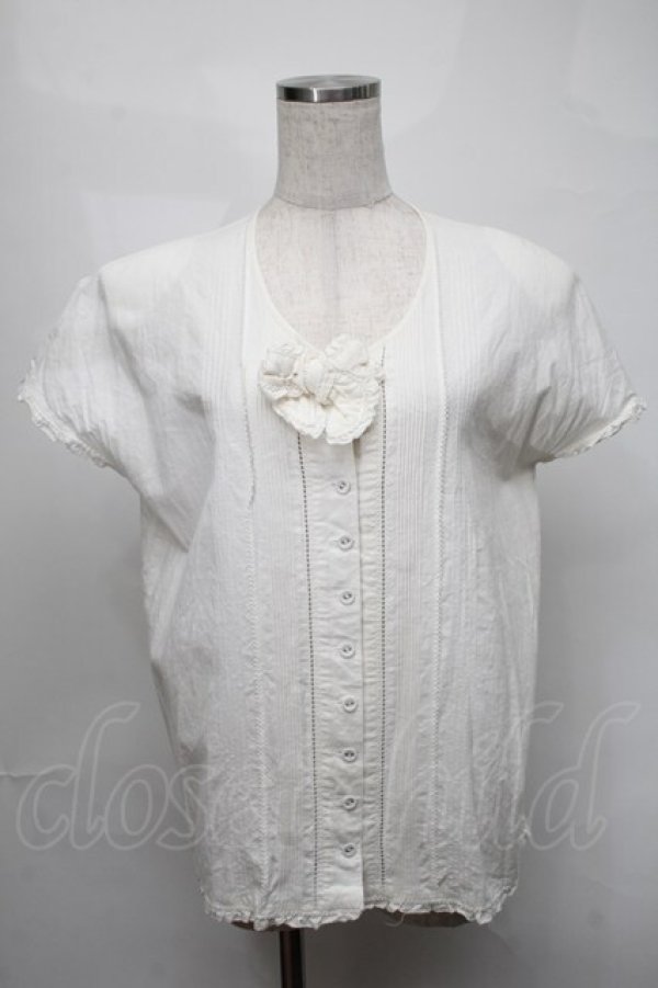 画像1: PINK HOUSE / 半袖ローンブラウス  白 S-25-08-21-004-LO-BL-HR-ZT503 (1)