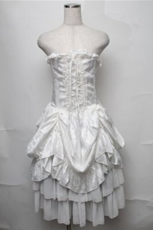 画像: ATELIER PIERROT / バッスルコルセットドレス  白 S-25-08-22-1048-EL-SK-HR-ZS