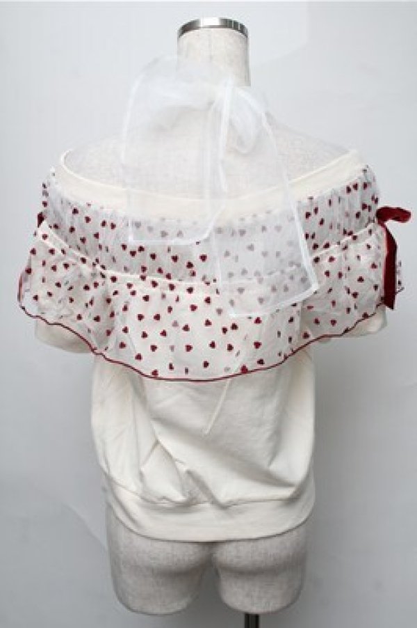 画像2: LIZ LISA / ハートフリル裏毛トップス  キナリｘボルドー S-25-08-22-1007-LO-TO-HR-ZT499 (2)