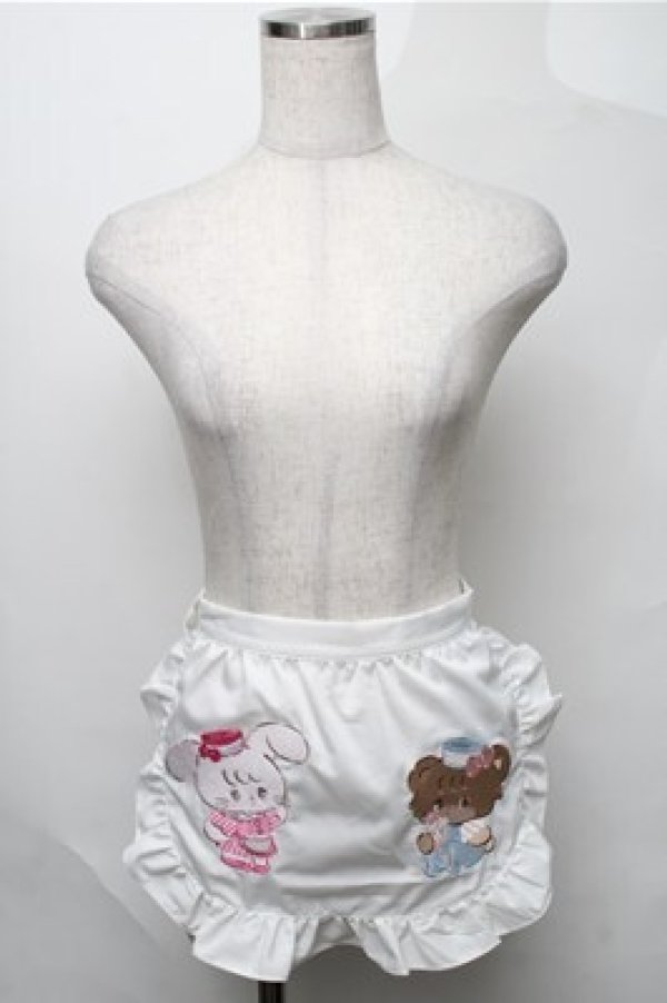 画像1: axes femme kawaii / mikkoコラボ刺繍エプロン  白 S-25-08-22-1002-AX-SK-AS-ZS (1)