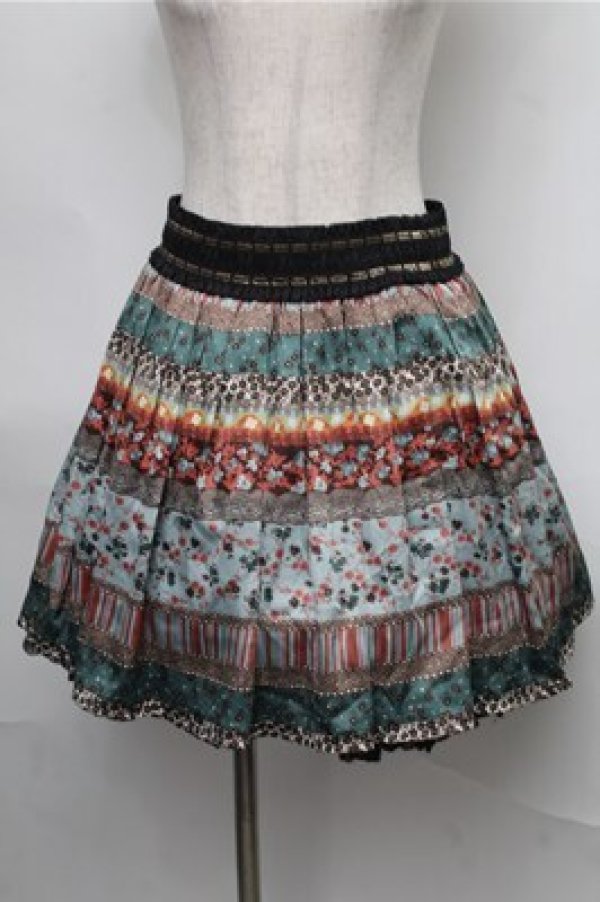画像1: axes femme / アンティーク花柄スカート  ブルー S-25-08-25-055-AX-SK-HR-ZS (1)