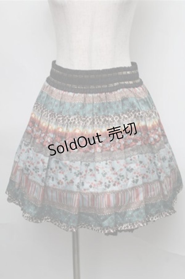 画像1: axes femme / アンティーク花柄スカート  ブルー S-25-08-25-055-AX-SK-HR-ZS (1)