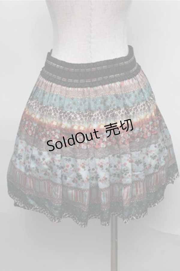 画像2: axes femme / アンティーク花柄スカート  ブルー S-25-08-25-055-AX-SK-HR-ZS (2)