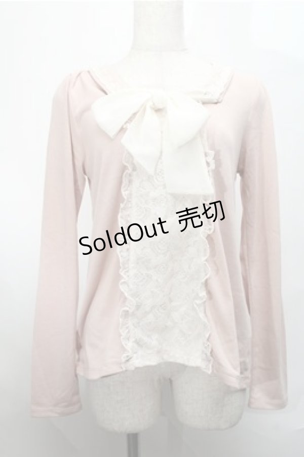 画像1: axes femme / シフォンボウタイトップス  ピンク S-25-08-25-011-AX-TO-HR-ZS (1)