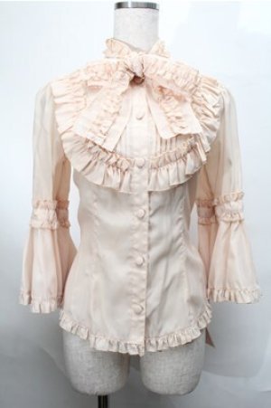 画像: metamorphose / ヨーク切替ラッパ袖ブラウス （梨地）  ベージュ S-25-08-25-012-ME-BL-HR-ZS
