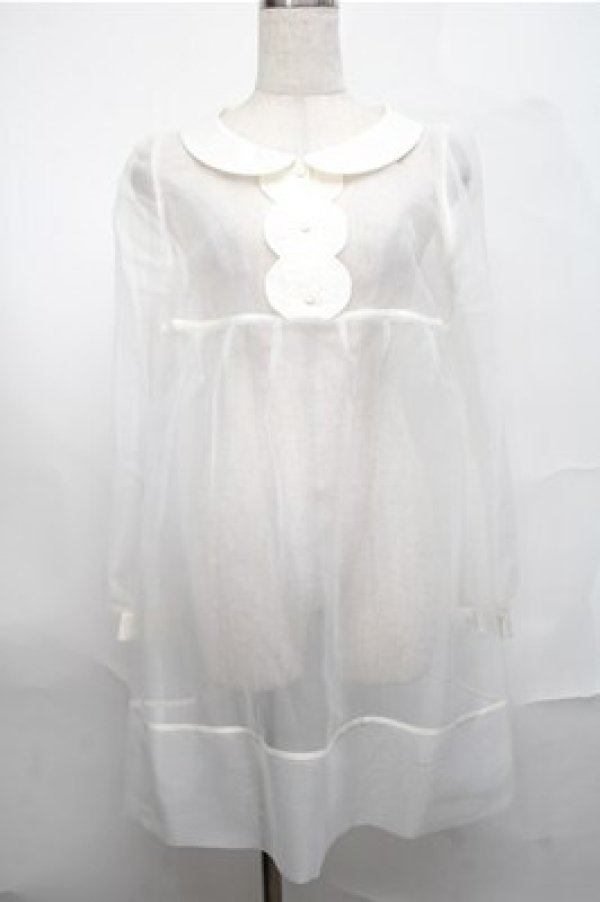 画像1: Katie / スカラップチュールワンピース  白 S-25-08-25-002-LO-OP-AS-ZS (1)