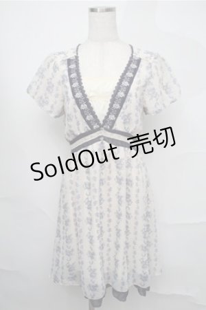 画像: axes femme / ブーケストライプワンピース  オフｘブルー S-25-08-25-024-AX-OP-HR-ZS