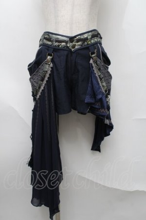 画像: Ozz oneste / プリーツフラップつきショートパンツ  紺 S-25-08-26-060-OO-PA-AS-ZS