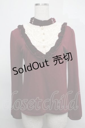 画像: axes femme / レースｘベロアプルオーバー  ワイン S-25-08-26-025-AX-TO-HR-ZS