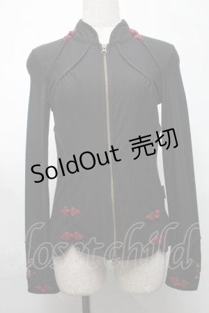 画像: Ozz oneste / フロントZIPトップス  黒ｘ赤 S-25-08-26-033-OO-TO-AS-ZS