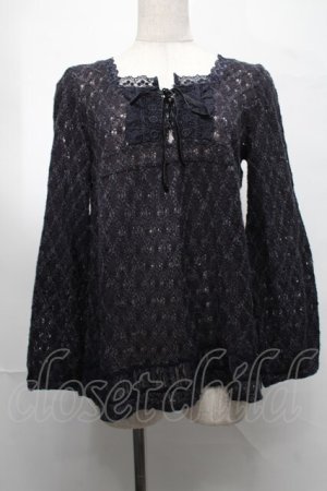 画像: axes femme / 鍵編みニット  黒 S-25-08-26-035-AX-TO-HR-ZS