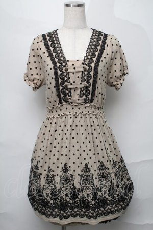 画像: axes femme / フロッキープリントワンピース  ベージュ S-25-08-27-049-AX-TO-AS-ZS