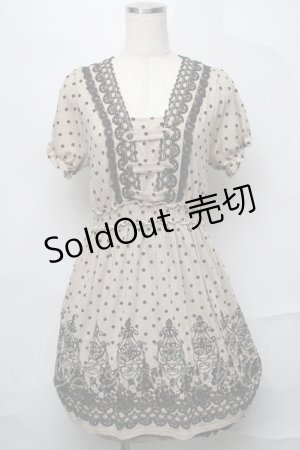 画像: axes femme / フロッキープリントワンピース  ベージュ S-25-08-27-049-AX-TO-AS-ZS