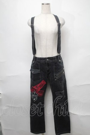 画像: ALGONQUINS / サス付きワッペンデニムパンツ  グレー S-25-08-27-061-AL-PA-HR-ZS