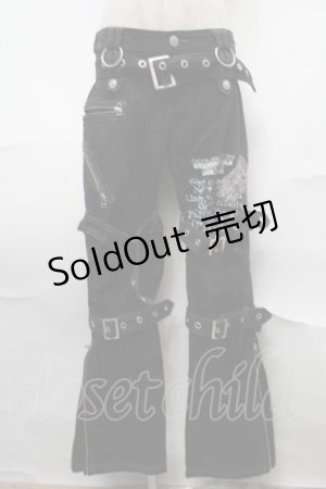 画像: ALGONQUINS / ベルトデザインパンツ  黒 S-25-08-27-064-AL-PA-HR-ZS