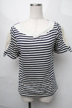 画像: axes femme / トップス  紺ｘオフ S-25-08-27-035-AX-TO-AS-ZS