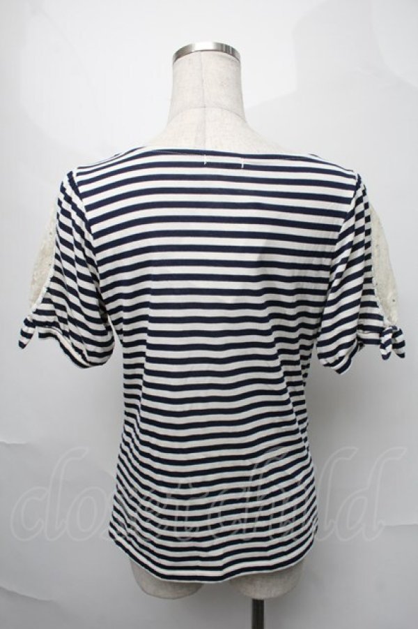 画像2: axes femme / トップス  紺ｘオフ S-25-08-27-035-AX-TO-AS-ZS (2)