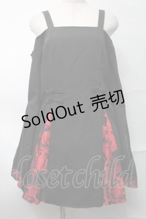 画像: NieR Clothing / チャイナ服風オフショルワンピース  黒ｘ赤 S-25-08-28-050-PU-OP-HR-ZY