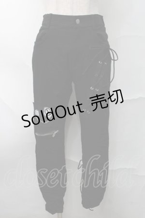 画像: NieR Clothing / 編み上げスキニーパンツ  黒 S-25-08-28-060-PU-PA-HR-ZY