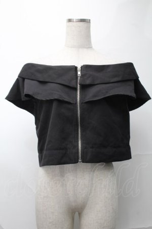 画像: NieR Clothing / オフショルZIPトップス  黒 S-25-08-28-007-PU-TO-HR-ZS