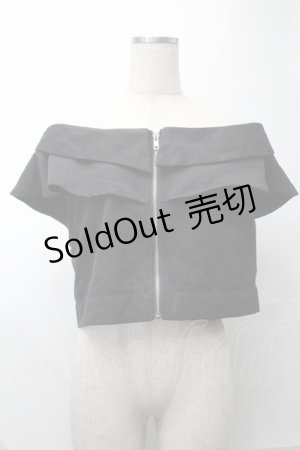 画像: NieR Clothing / オフショルZIPトップス  黒 S-25-08-28-007-PU-TO-HR-ZT0923Y