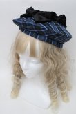 画像2: axes femme kawaii / タータンチェックベレー帽  ブルー S-25-08-28-1005-AX-AC-HR-ZS (2)