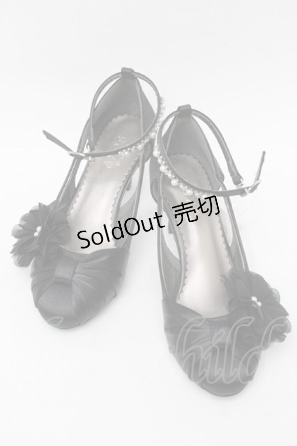 画像1: axes femme / お花コサージュPTパンプス M 黒 S-25-08-28-1009-AX-SH-AS-ZS (1)