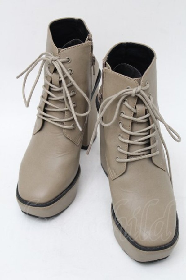 画像1: EATME / スクエアレースアップブーツ S ベージュ S-25-08-28-1016-LO-SH-AS-ZS (1)