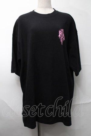 画像: KRY CLOTHING / 「悲哀感」5分袖BIGTシャツ  黒ｘピンク S-25-08-28-010-EL-TS-HR-ZS