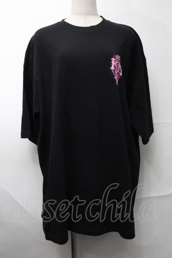 画像1: KRY CLOTHING / 「悲哀感」5分袖BIGTシャツ  黒ｘピンク S-25-08-28-010-EL-TS-HR-ZT1002S (1)