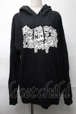 画像: NieR Clothing / プリントフード付きプルオーバー  黒 S-25-08-28-016-PU-TO-HR-ZS