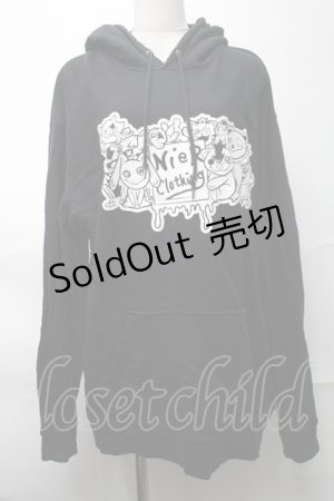 画像: NieR Clothing / プリントフード付きプルオーバー  黒 S-25-08-28-016-PU-TO-HR-ZI