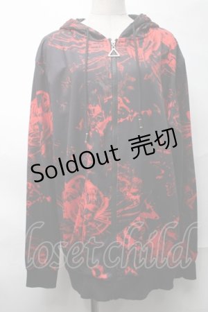 画像: NieR Clothing / 転写ZIPパーカー  黒ｘ赤 S-25-08-28-021-PU-TO-HR-ZI