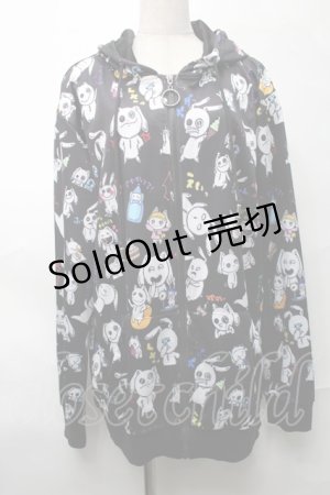 画像: NieR Clothing / 転写ZIPパーカー  黒 S-25-08-28-023-PU-TO-HR-ZI
