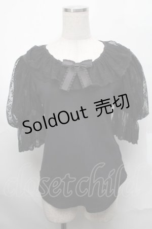 画像: Angelic Pretty / Lacy Princess半袖カットソー  黒 S-25-08-29-040-AP-TO-HR-ZS