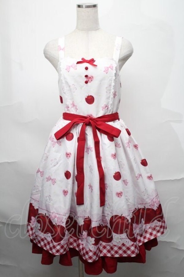 画像1: Chalmiere / スウィーティアップルジャンパースカート  白 S-25-08-29-046-AX-OP-HR-ZS (1)