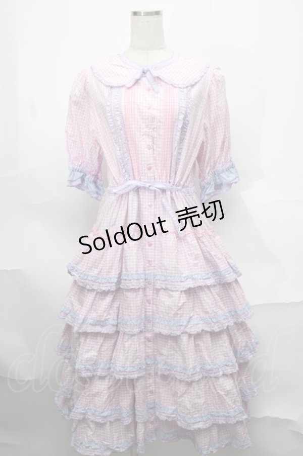 画像1: alcali / alcali × misako aoki/コットンギンガム前あきワンピース  白ｘピンクｘパープル S-25-08-29-048-LO-OP-HR-ZS (1)