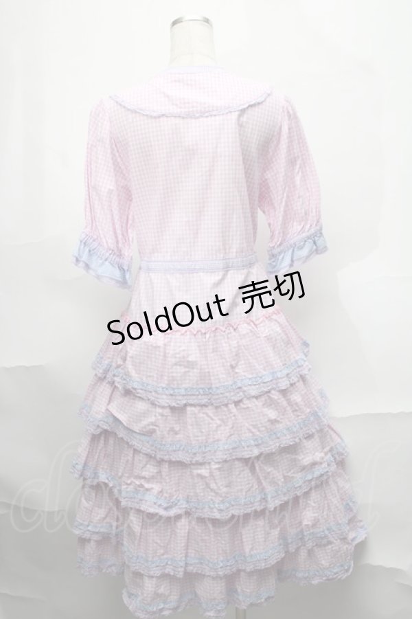 画像2: alcali / alcali × misako aoki/コットンギンガム前あきワンピース  白ｘピンクｘパープル S-25-08-29-048-LO-OP-HR-ZS (2)