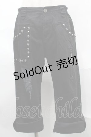 画像: ALGONQUINS / スタッズＸプリントパンツ  黒 S-25-08-29-065-AL-PA-HR-ZS
