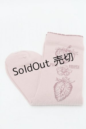 画像: PINK HOUSE / いちごモチーフソックス  ピンク S-25-08-29-012-LO-ZA-HR-ZS