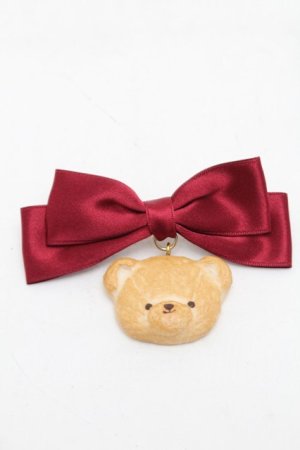 画像: axes femme kawaii / クッキーベアバレッタ  ワイン S-25-08-29-003-AX-AC-HR-ZS