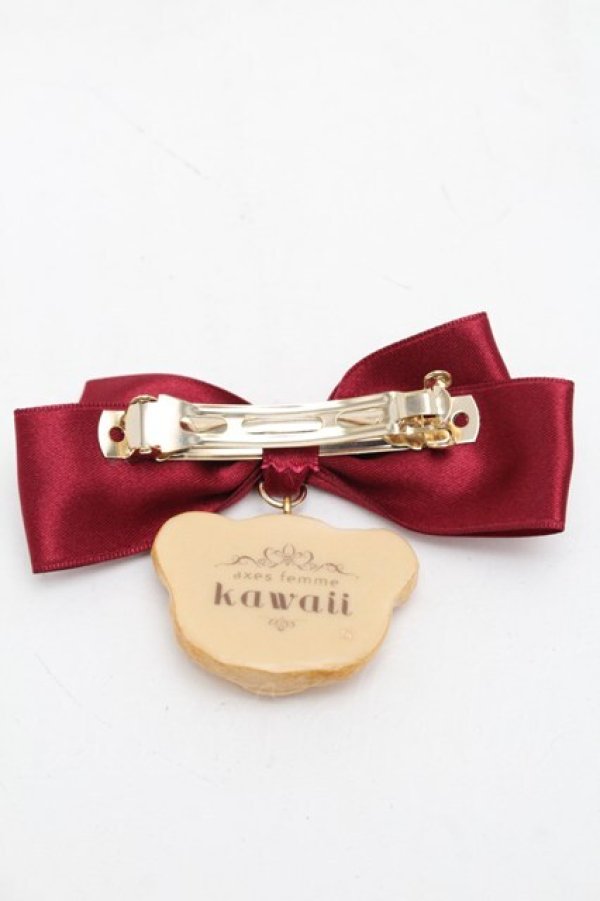 画像2: axes femme kawaii / クッキーベアバレッタ  ワイン S-25-08-29-003-AX-AC-HR-ZS (2)