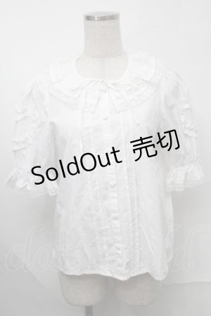 画像: Chalmiere / ハートフリルパフ袖ブラウス  白 S-25-08-29-030-AX-BL-HR-ZH